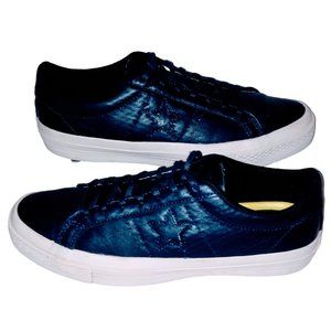 Converse One Star Leather Low Top Skate Shoe Lunarlon Dark Blue 8.5M 10W Clean!